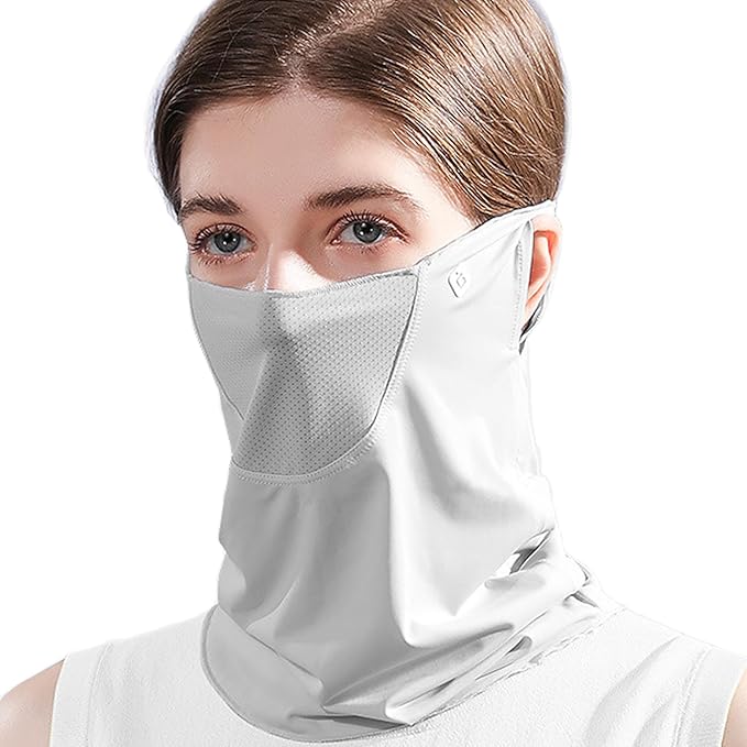 UPF 50+ Breathable Cooling Face Cover Sun UV Protection Earloop Neck Gaiter Scarf for Golf, Hiking, Fishing & Outdoors