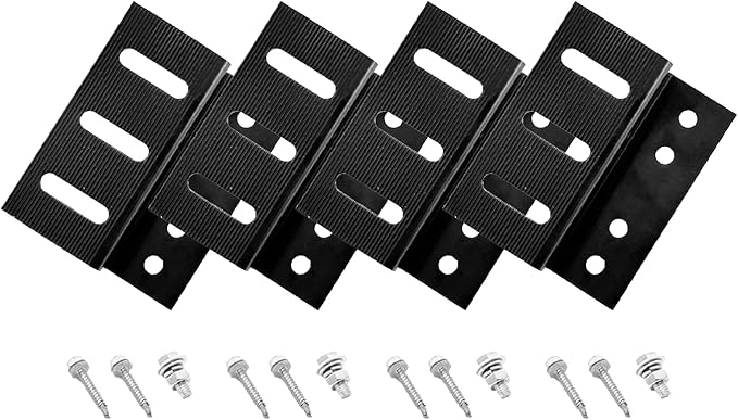 Newpowa Solar Panel Mounting Z Brackets, with Nuts and Bolts, Designed for PRO Series, Black, 4 Units per Set