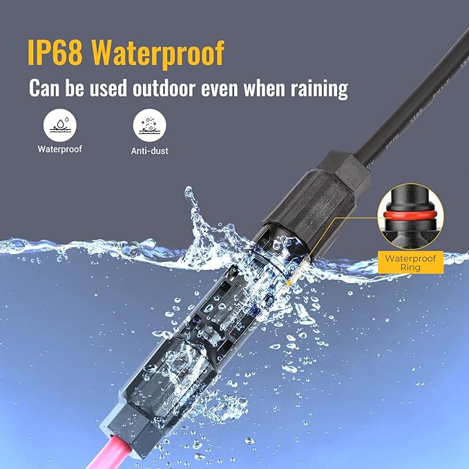 BougeRV 12 PCS Solar Connector Solar Panel Cable Connectors Solar Panel Connectors Kit Solar Connector with Spanners IP68 Waterproof 6 Pairs Male/Female (8AWG)