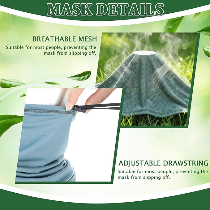 Geyoga Adjustable Cooling Neck Gaiter Breathable Summer Face Mask with Mesh Holes Strap UV Protection Neck Cover for Men