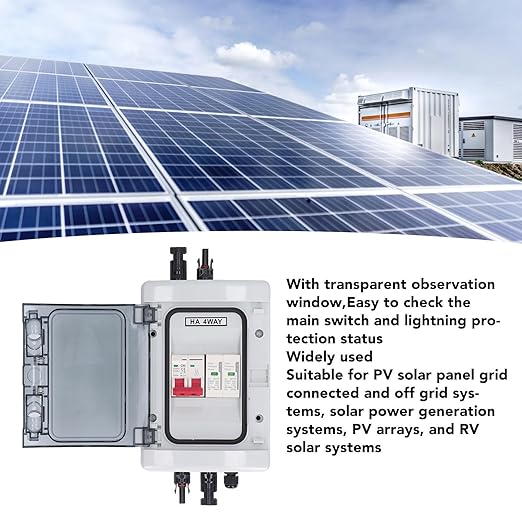PV Combiner Box, Solar Disconnect Switch, Outdoor Breaker Box with DC500V 32A Circuit Breaker for Solar Panels System