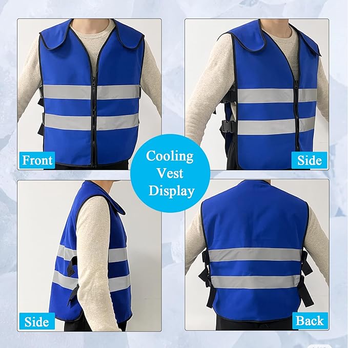 Cooling Vest for Men&Women,Reflective Ice Vest with 20 PCS Reusable Ice Packs,Adjustable Cool Jacket for Mascots,Working,Fishing,Cycling,Running,Cooking,Motorcycle in the Heat ﻿