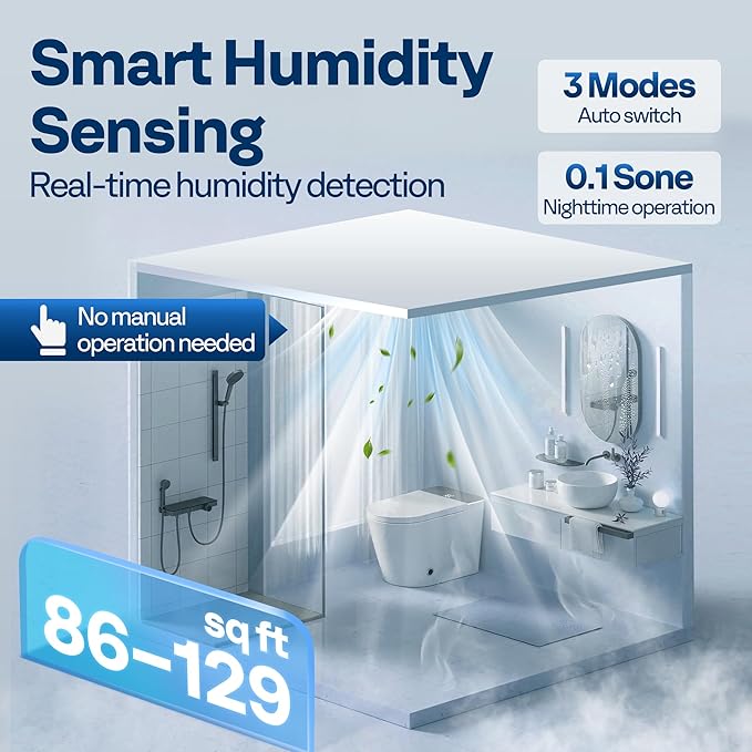 VIVOHOME AutoFlow Bathroom Exhaust Fan with Humidity Sensor (160-110-30CFM) - Energy-Saving EC Motor,10.2-inch Ceiling Retrofit Bath Fan, No Attic Access Needed(Install Kit, 4-in Duct Included)