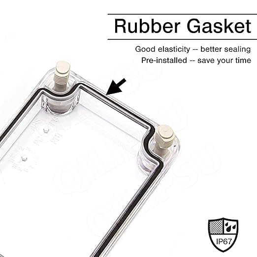 QILIPSU Outdoor Junction Box IP67 Waterproof Project Box ABS Plastic Weatherproof Electrical Enclosure Clear Cover (4.9"x4.9"x3.9" CC)