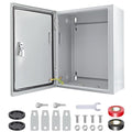 Electrical Box 12 x 10 x 6'' Steel Electrical Junction Box，NEMA 4X Steel Enclosure Box，Indoor&Outdoor Electrical Box Waterproof & Dustproof，Wall Mounted Universal，with Lock & Mounting Plate