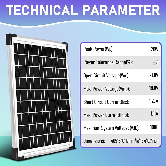 Solar Panel Kit 20W 12V Monocrystalline,Battery Maintainer +10A Solar Charge Controller + Extension Cable with Battery Clips O-Ring Terminal for RV Marine Boat Off Grid System