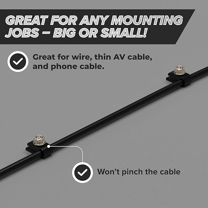 THE CIMPLE CO - Mini Wire Cable Clips, Electrical Wire Cable Clip, 1/10 in (3 mm) Screw Clip and Fastener, Black (10 Pieces per Bag)