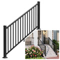 Egadis 36 in. H x 6 ft. W Porch and Deck Railing Kit with 2 Post, Aluminum Stair Railing Kit, Textured AAMA 2604 Powder-Coat Finish Rail System for Concrete Steps or Wooden Stairs (2 Post, 1 Panel)
