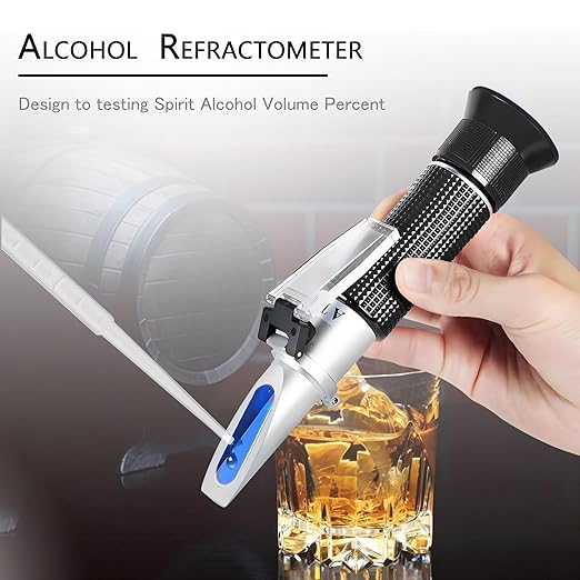 Handheld Alcohol Refractometer,V·RESOURCING 0~80% Alcohol Content Measurement Tool Tester for Spirits Distilled Ethanol with Water Like Whiskey, Brandy;Used in Scientific Research, Alcohol Purchase