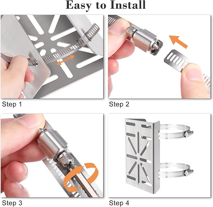 Stainless Steel Camera Pole Mount Bracket Outdoor, Universal Security Cameras Brackets with Adjustable Clamps, Sturdy Mounting Adapter for PTZ Dome, CCTV Surveillance Cam, Solar Panels
