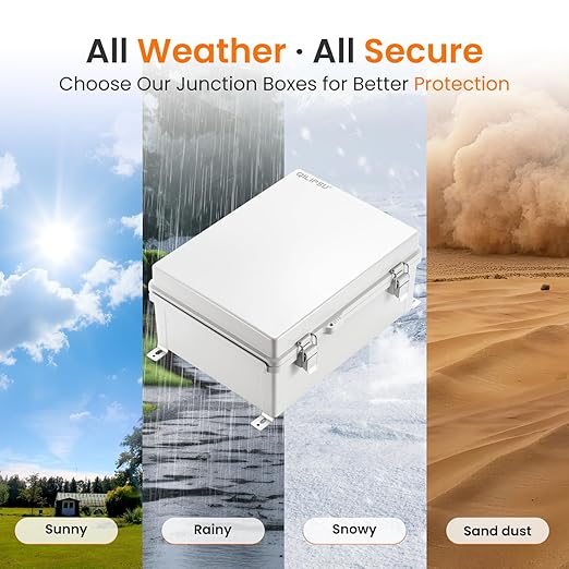 QILIPSU Outdoor Electrical Box, 14.6"x10.6"x5.9" Waterproof Junction Box IP67 Plastic Enclosure Grey ABS Weatherproof for Projects WiFi Lighting Pump Control