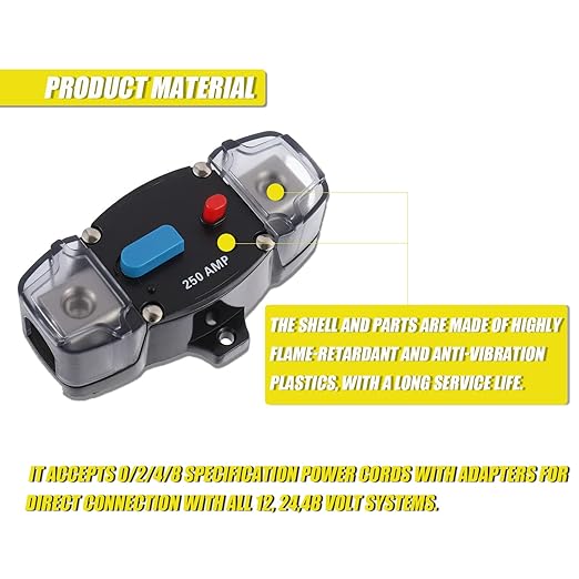 300A 12-48 Volt DC Self Recovery Circuit Breaker with Manual Reset Button for Automotive Rv Marine Boat (300Amp)