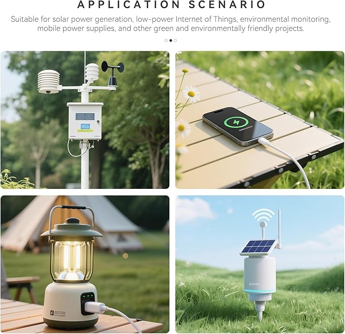 Solar Energy Manager MPPT Module, 5-24V Solar Panel / USB-C Charging for 3.7V 18650 Li-ion Battery, 5V USB Output + 5V/3.3V Header Output, Multi-Protection, Compatible with Raspberry Pi 3/4/5 Mounting