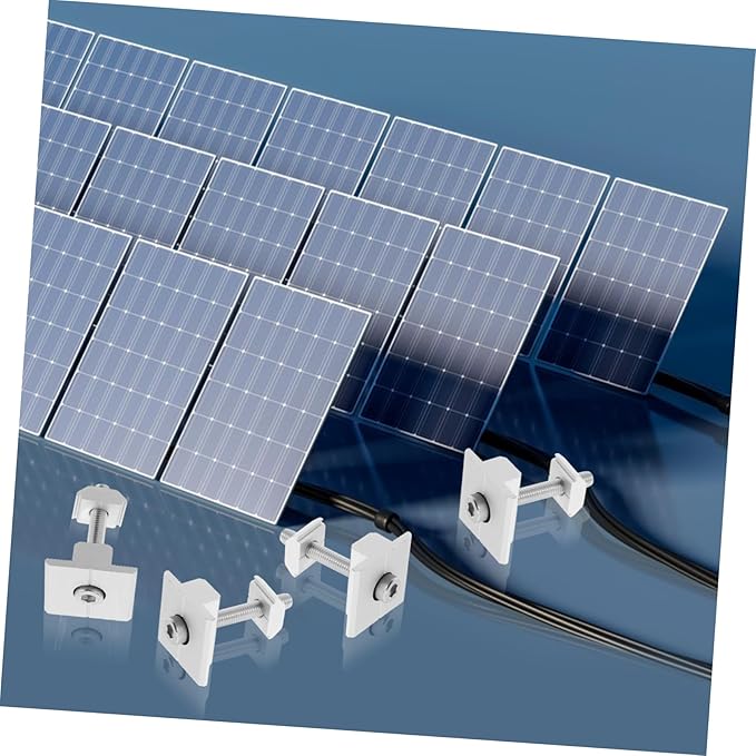 4pcs Aluminum Alloy Solar Panel Mid Clamps for Solar Panel Mounting Rv Flat Roof Mount Holder Stands