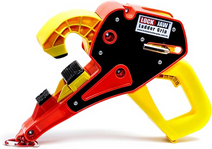 Lock Jaw Roof Ladder Stabilizer Hook for Gutter - Standoff in 5 Seconds with Slide-Lock Security - Prevent Aluminum Ladders Top Movement & Falls - Award-Winning Extension Ladder Accessories for Roof