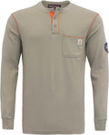 BOCOMAL FR Shirts Flame Resistant Henley Shirt NFPA2112/CAT2 7oz Men's Long Sleeve Fire Retardant Clothing