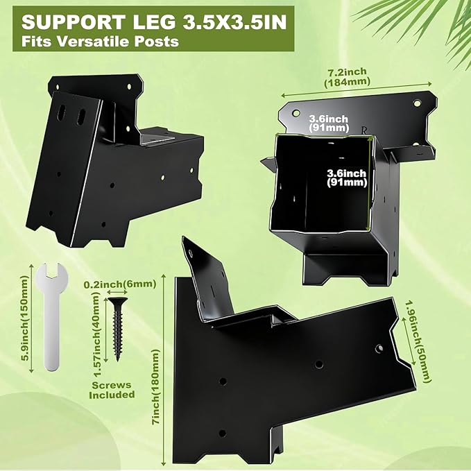 Deer Stand Brackets 4x4 Deer Blind Bracket - 4Pcs Heavy Duty Elevator Brackets Beam Support Platform Bracket for Hunting Blinds, Tree Houses, Shooting Shack, Observation Decks, Tower Stands