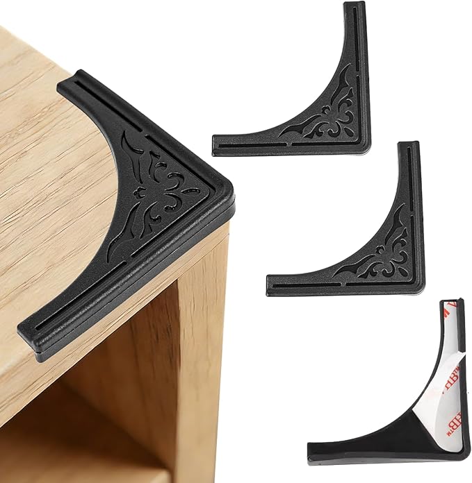 4 Pcs Safety Soft Corner Protectors Guards,Table Corner Protectors Proof Corners and Edge Protectors for Furniture Bookcases Drawers (Soft Black)