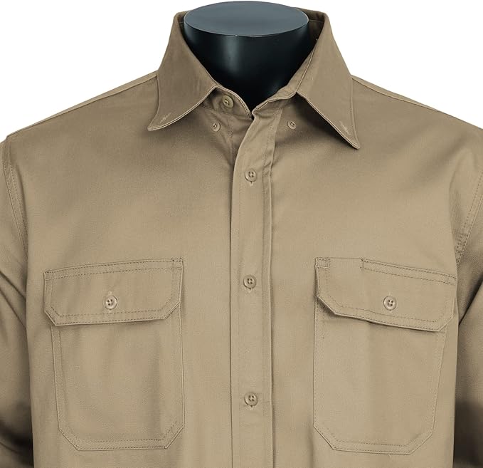 100% Cotton Mens Fr Shirts 7.5oz Flame Resistant Shirts NFPA2112 Men's Fire Retardant Welding Shirts