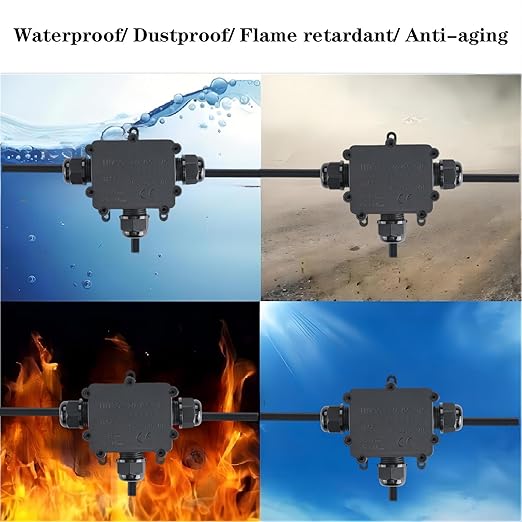 3-Way T-Shaped Waterproof Junction Box - IP68 Rated, Fits Wire Range 4-15 mm, Open Splice Outdoor Underground Electrical Box - 1 Pack