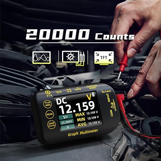 BSIDE 20000 Counts Digital Multimeter Date Recorder, 1uV/1000V Photovoltaic/Miners Voltmeter Tester, TRMS with Rechargeable, Measures Capacitance Diode MAX/MIN/PEAK Voltage Temperature Ohm Continuity