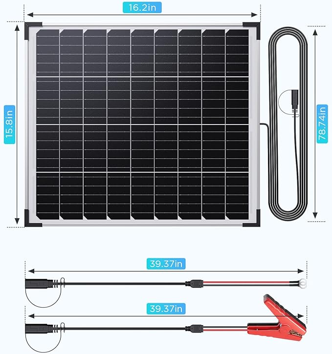 60W 12V Solar Trickle Charger, 2PCS 30W 12V/24V Solar Battery Charger with Smart Controller, IP68 Waterproof Solar Panel Kit for Car Boat Lawn Mower Marine Dump Trailer