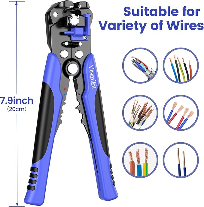 Wire Stripper and Crimping Tool,AWG 24-10 Automatic Stripper Tool with AWG 22-10 Ratchet Wire Crimper For Heat Shrink Connectors and Insulated Terminals, 3 in 1 Stripping/Cutting/Crimping