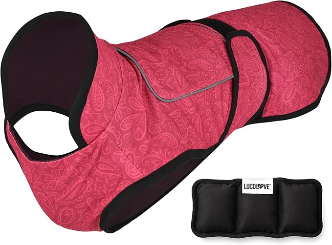 Dog Cooling Vest with Ice Pack – 2-Layer Evaporative Cooling Jacket with High Collar, UV Protection & Size-Matched Ice Pack – Cooling Vest for Dogs for Hot Weather (Pink Floral, X-Small)