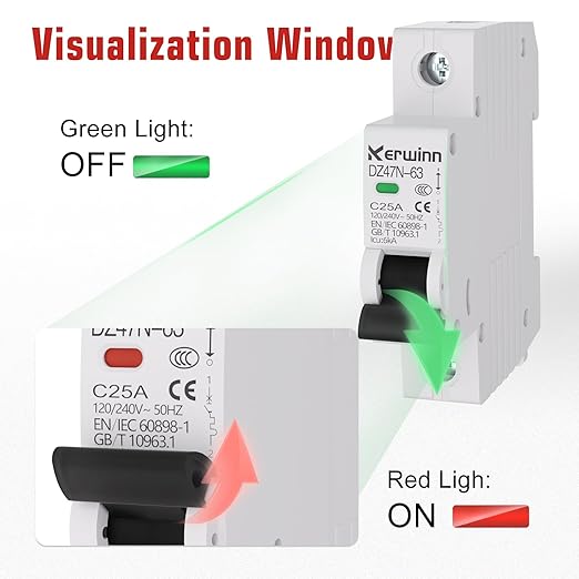 APIELE Miniature Circuit Breakers AC 120/240V, 40Amp 1Pole Circuit Breaker for Solar Photovoltaic Systems, DIN Rail Mount AC Disconnect Switch (1P-40A)