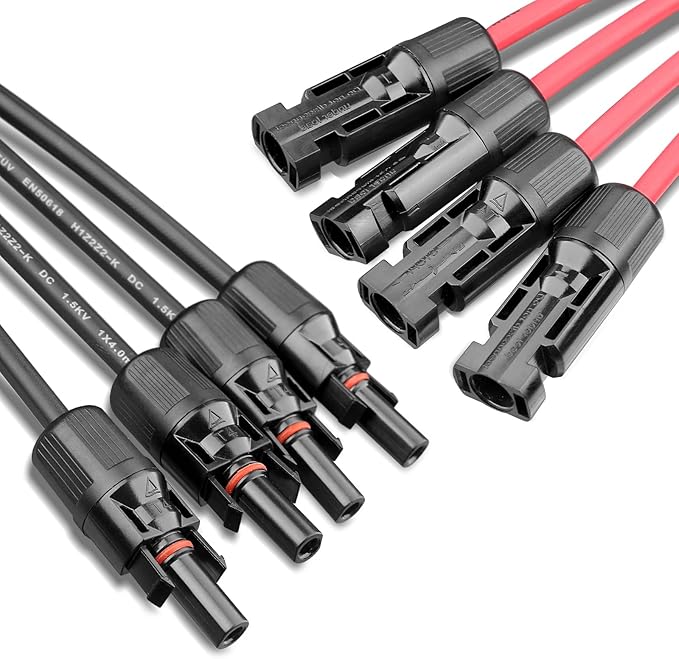 Solar Panel Connectors 1 to 4 Y Branch PV Connector Kit 1 Pair Solar Parallel Adapter 30A IP67 Waterproof Solar Panel Splitter Cable for RVs Roof (M/FFFF, F/MMMM)