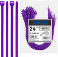 XINGO 24 inch Purple Zip Ties Heavy Duty (100 Pack), 60lb Tensile Strength, UV Resistant Cable Ties for indoor and outdoor use