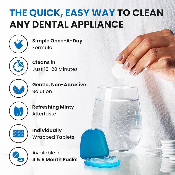 36 units Retainer Cleaner and Denture Cleaning Tablets - Mouthguard Cleaner and Denture Cleaner Tablets Remove Plaque, Odors and Stains from Aligners, Night Guard and Removable Dental Appliances.