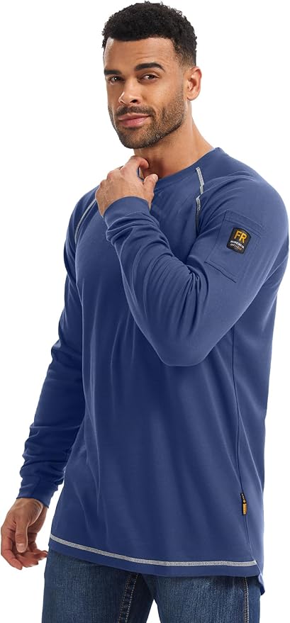 WORKWEYA FR Shirts for Men 5.5OZ Light Weight Welding Flame Resistant Shirts NFPA2112 CAT2