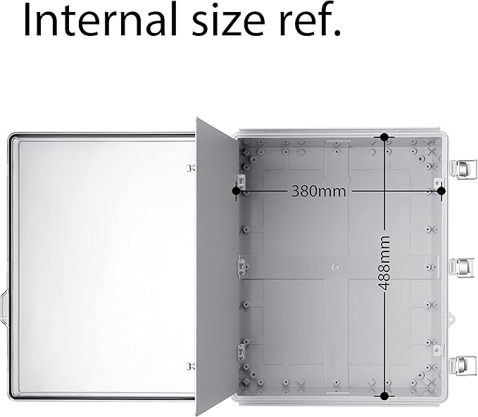Junction Box, IP67 Waterproof Plastic Enclosure for Electrical Project, Hinged Transparent Cover, Includes Inner Door, Mounting Plate and Wall Bracket 510×410×200mm (20"×16.1"×7.9" TC-D)