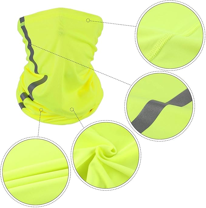 SATINIOR 2 Pcs Sun Hard Hat Neck Protection High Visibility Full Brim Mesh Sun Protection and Neck Gaiter Bandana Face Scarf for Construction Helmet Hard Hat Accessories, Reflective(Yellow)