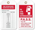 SmartSign 2 Sided Fire Extinguisher Inspection Record Tag for Indoor and Outdoor| 3.375" x 5.875" 30 mil Thick Plastic, Pack of 25 Red and White, Made in USA
