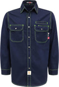 BOCOMAL FR Shirts for Men Snaps Down 7.5oz Water Repellent Fire Resistant Welding Jackets-NFPA2112 CAT2
