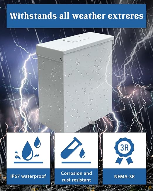 63A Generator Transfer Switch, 3P Heavy Duty Automatic Transfer Switch, 120/240V Dual Power Safety for Indoor or Outdoor Use