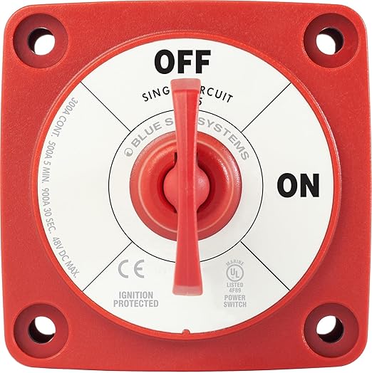 Blue Sea Systems On/Off Battery Isolator Switch With Locking Key, Red, 6005 m‑Series