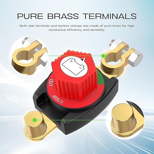 Top Post Battery Disconnect Switch, CNAODUN Battery Disconnect Switch12-48V, Car Battery Disconnect Switch for Car RV Boat and Vehicle(On/Off) Knob Removable