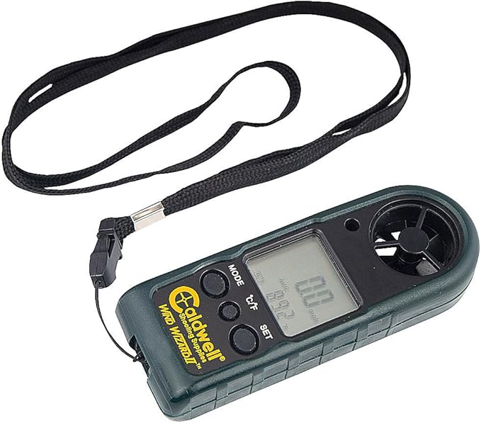 Caldwell Wind Wizard II Wind Meter with Multiple Wind Readings, LCD Backlight and Lanyard for Long Range, Shooting and Hunting