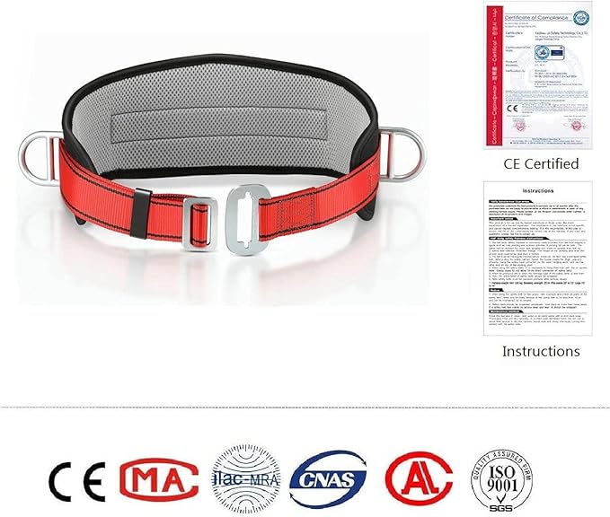 Safety Climbing Belts, Positioning Climbing Belt with Waist Pad and 2 D Rings, Safety Belt Kit Personal Portable Protective Equipment