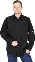 TICOMELA Men’s Mid-Weight FR Welding Shirt, 7.5oz 100% Cotton NFPA 2112 CAT2 – Flame-Resistant Button-Down Work Shirt