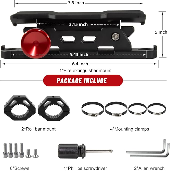 ATV Motorcycle Fire Extinguisher Bracket - Quick Release Fire Extinguisher Holder Mount - Universal 7/8" to 9/8" Handlebar Compatible with Yamaha/Polaris, Honda/Can-Am/Kawasaki - Secure Extinguisher