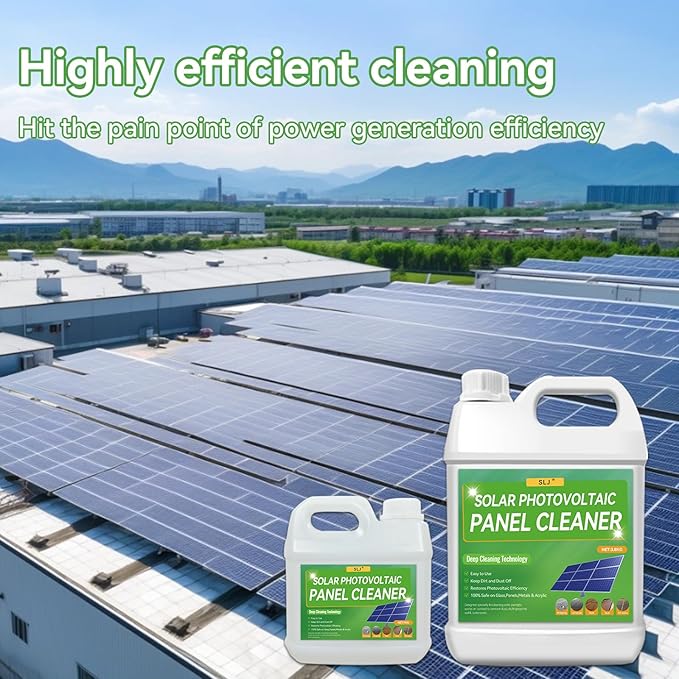 Solar Panel Cleaner, Ultra Concentrated Solar Panel Cleaning Solution | Multipurpose PV Panel Cleaning - Pro Quick Dry Streak-Free, Remove Dirt,Dust,Droppings,Oils & Water Spots (1 gallon)