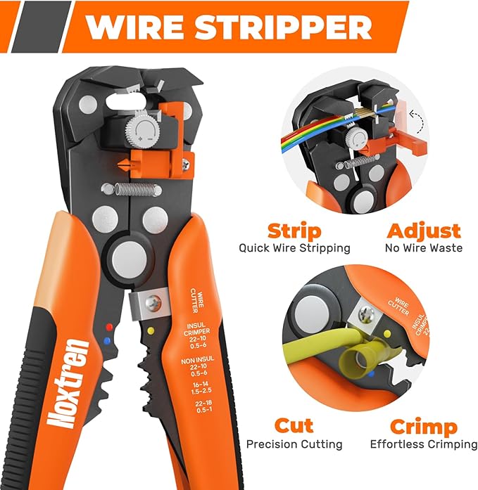 Crimping Tool For Heat Shrink Connectors, 220PCS AWG 26-10 Waterproof Automotive Marine Grade Heat Shrink Butt Connectors and Wire Stripper