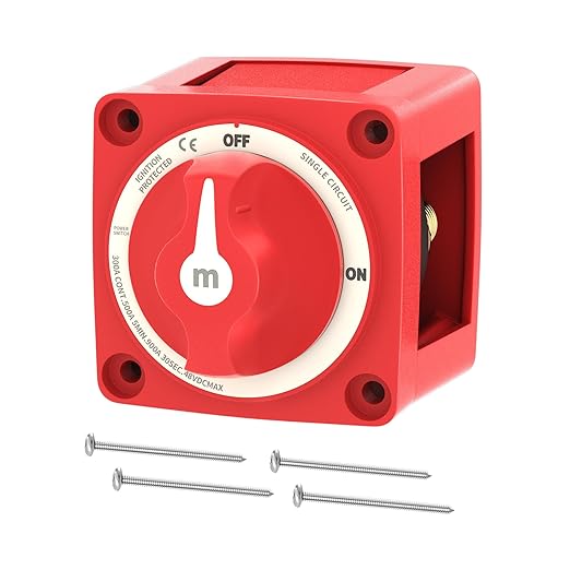 300A Boat Battery Disconnect Switch Waterproof 12V 48V Battery Shut Off Switch ON/Off Heavy Duty & Ignition Protected Power Kill Switch for Marine Car RV Truck