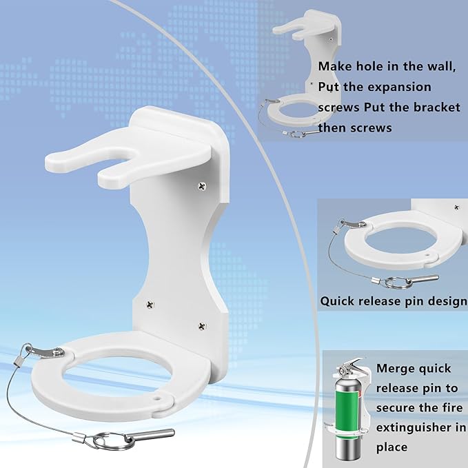 Boat Nylon Fire Extinguisher Bracket,Mounting Bracket with Quick Release Pin,Fire Extinguisher Brackets Compatible with Fire Extinguishers (White)
