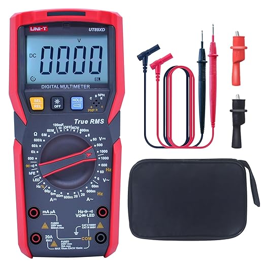 UNI-T UT89XD Digital Multimeter Tester, TRMS 6000 Counts AC DC 1000V Multimetro Volt Ohm Meter Automotive Electrical Capacitance Multimeter, Measures Current Temperature NCV Resistance
