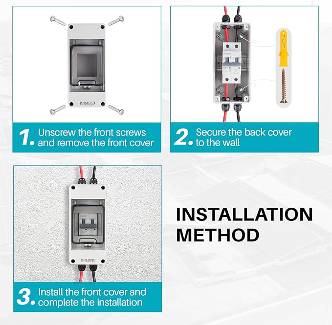Solar Panel Disconnect Switch 10A 2P 400V DC/AC Breaker Disconnect Box Outdoor Breaker Box Suitable for photovoltaic and Wind Energy Home Battery Systems (30 Amps)